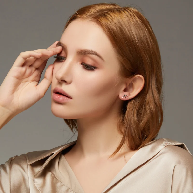 (image for) Pandora Style Silver Spring Swallow Stud Earrings - BSE302 - View 7