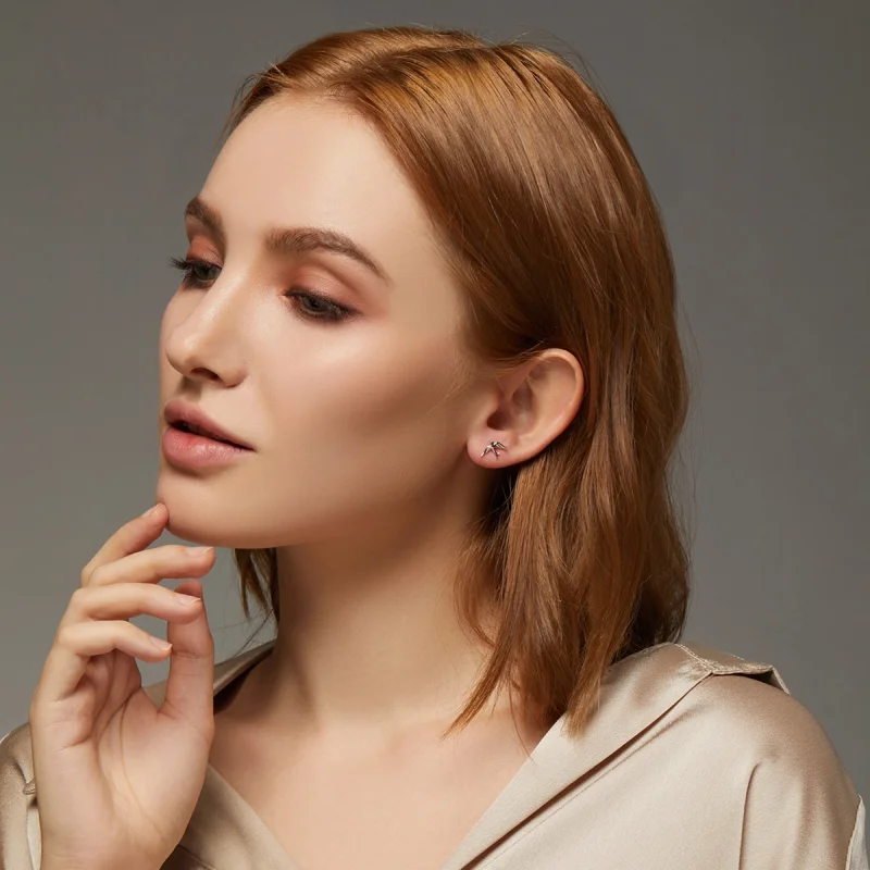 (image for) Pandora Style Silver Spring Swallow Stud Earrings - BSE302 - View 8