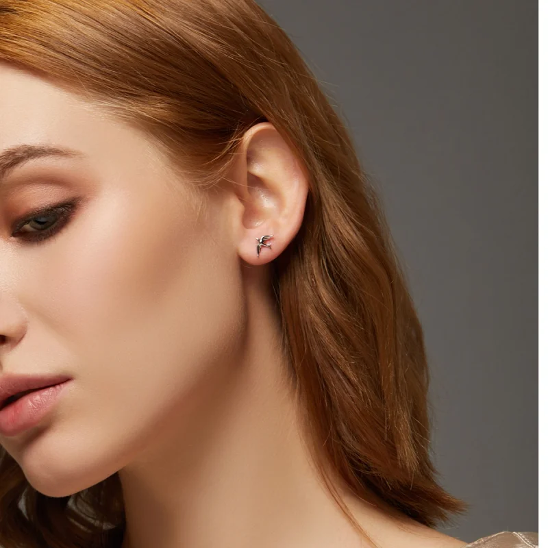 (image for) Pandora Style Silver Spring Swallow Stud Earrings - BSE302 - View 9