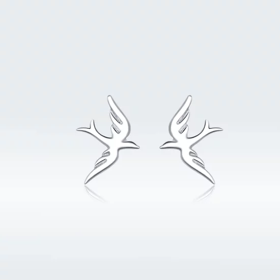 Pandora Style Silver Spring Swallow Stud Earrings - BSE302