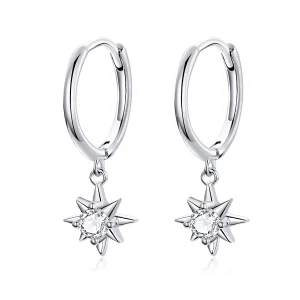 (image for) Pandora Style Silver Star Dangle Earrings - SCE759