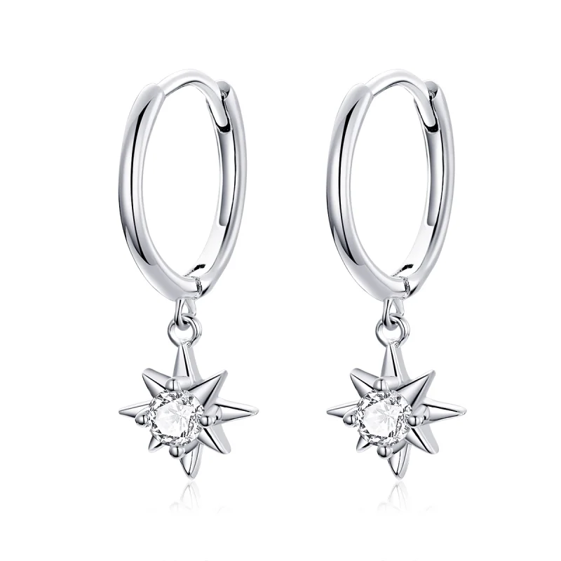 (image for) Pandora Style Silver Star Dangle Earrings - SCE759 - Product Image