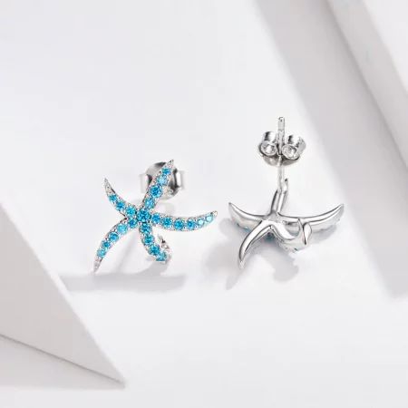 Pandora Style Silver Starfish Stud Earrings - BSE136