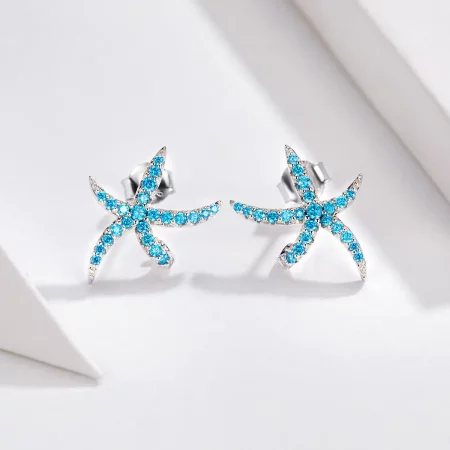 Pandora Style Silver Starfish Stud Earrings - BSE136