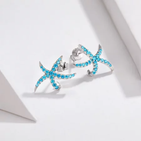 Pandora Style Silver Starfish Stud Earrings - BSE136