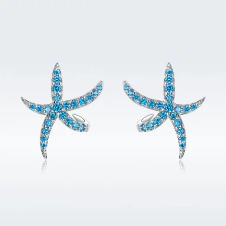 Pandora Style Silver Starfish Stud Earrings - BSE136
