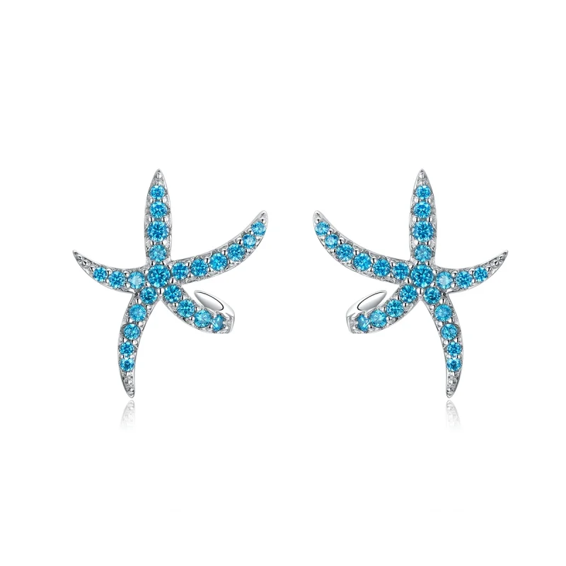 (image for) Pandora Style Silver Starfish Stud Earrings - BSE136 - Product Image