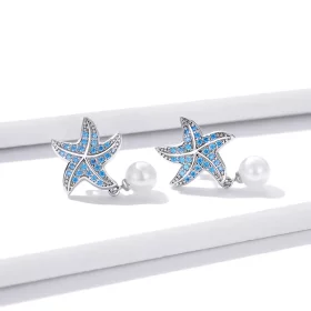 Pandora Style Silver Starfish With Pearls Stud Earrings - BSE405 Pandora Style Silver Starfish With Pearls Stud Earrings - BSE405