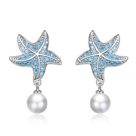 Pandora Style Silver Starfish With Pearls Stud Earrings - BSE405 Pandora Style Silver Starfish With Pearls Stud Earrings - BSE405