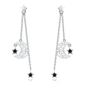 (image for) Pandora Style Silver Starlight Moon Hanging Earrings - SCE528
