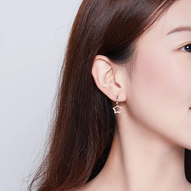 (image for) Pandora Style Silver Starry Dangle Earrings - BSE276 - View 5