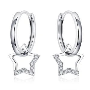 (image for) Pandora Style Silver Starry Dangle Earrings - BSE276