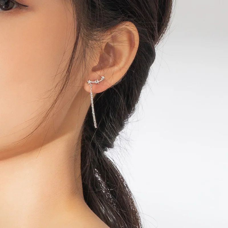 (image for) Pandora Style Silver Starry Dangle Earrings - BSE361 - View 7