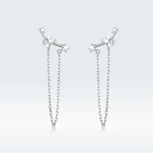 (image for) Pandora Style Silver Starry Dangle Earrings - BSE361