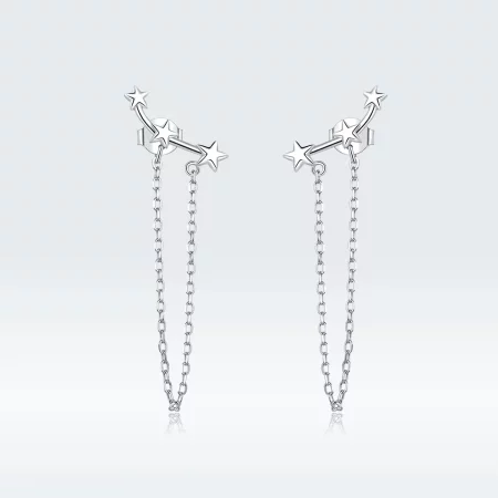 Pandora Style Silver Starry Dangle Earrings - BSE361