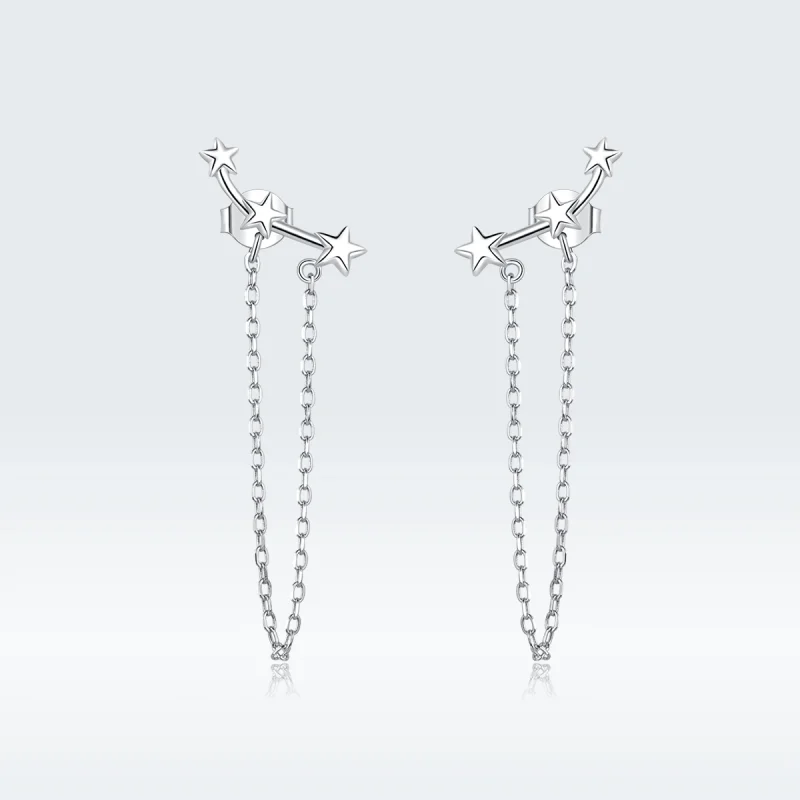 (image for) Pandora Style Silver Starry Dangle Earrings - BSE361 - Product Image