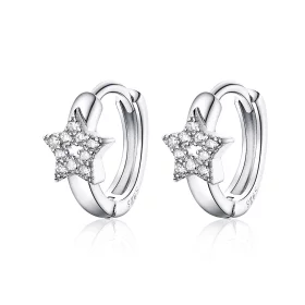 Pandora Style Silver Starry Light Hoop Earrings - BSE172 Pandora Style Silver Starry Light Hoop Earrings - BSE172