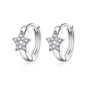 (image for) Pandora Style Silver Starry Light Hoop Earrings - BSE172