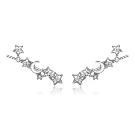 Pandora Style Silver Stars And Moon Stud Earrings - SCE926 Pandora Style Silver Stars And Moon Stud Earrings - SCE926