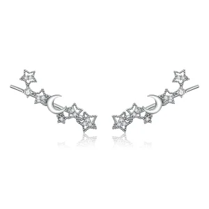 (image for) Pandora Style Silver Stars And Moon Stud Earrings - SCE926