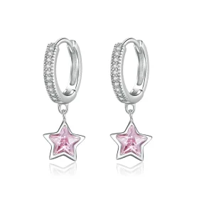 Pandora Style Silver Stars Dangle Earrings - BSE414 Pandora Style Silver Stars Dangle Earrings - BSE414