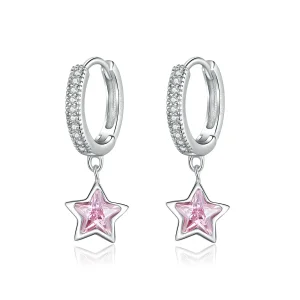 (image for) Pandora Style Silver Stars Dangle Earrings - BSE414