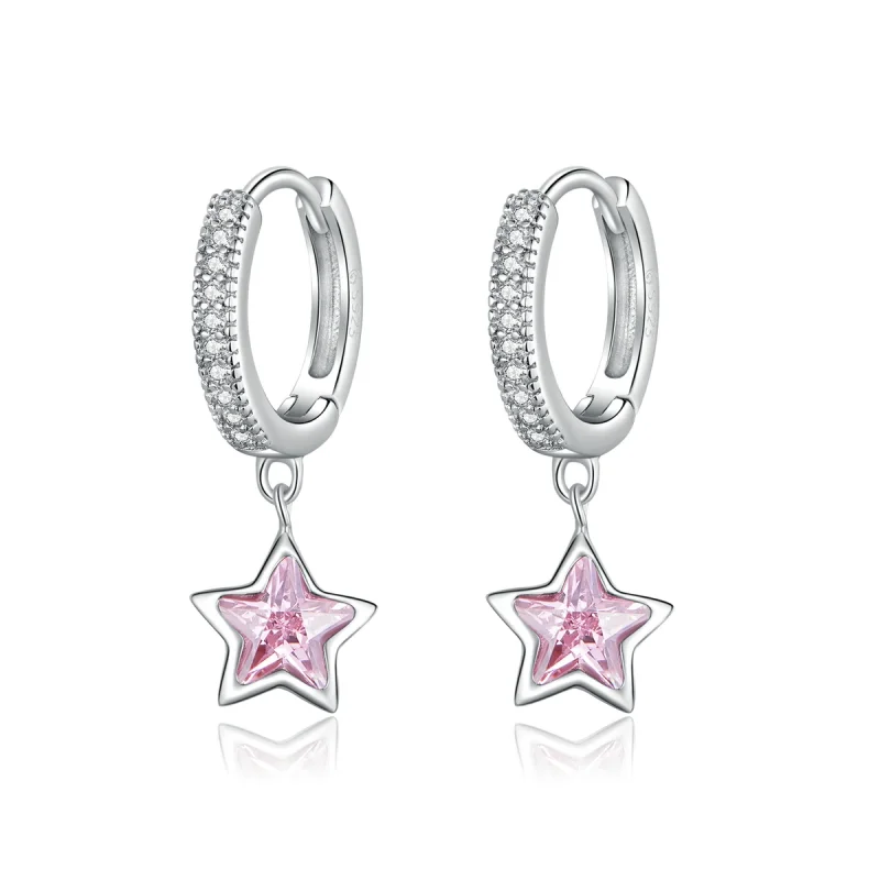 (image for) Pandora Style Silver Stars Dangle Earrings - BSE414 - Product Image