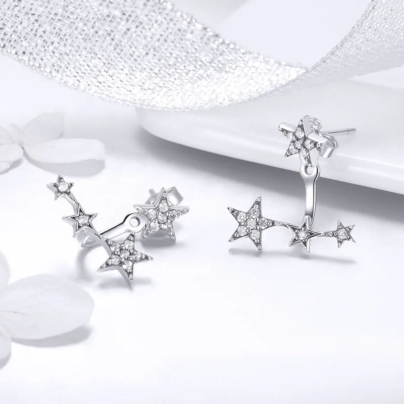 (image for) Pandora Style Silver Stars Stud Earrings - SCE448 - View 5