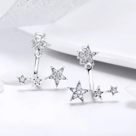 Pandora Style Silver Stars Stud Earrings - SCE448