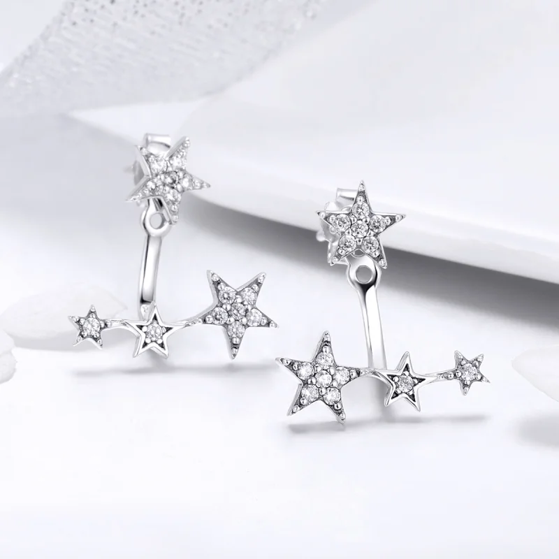 (image for) Pandora Style Silver Stars Stud Earrings - SCE448 - View 6