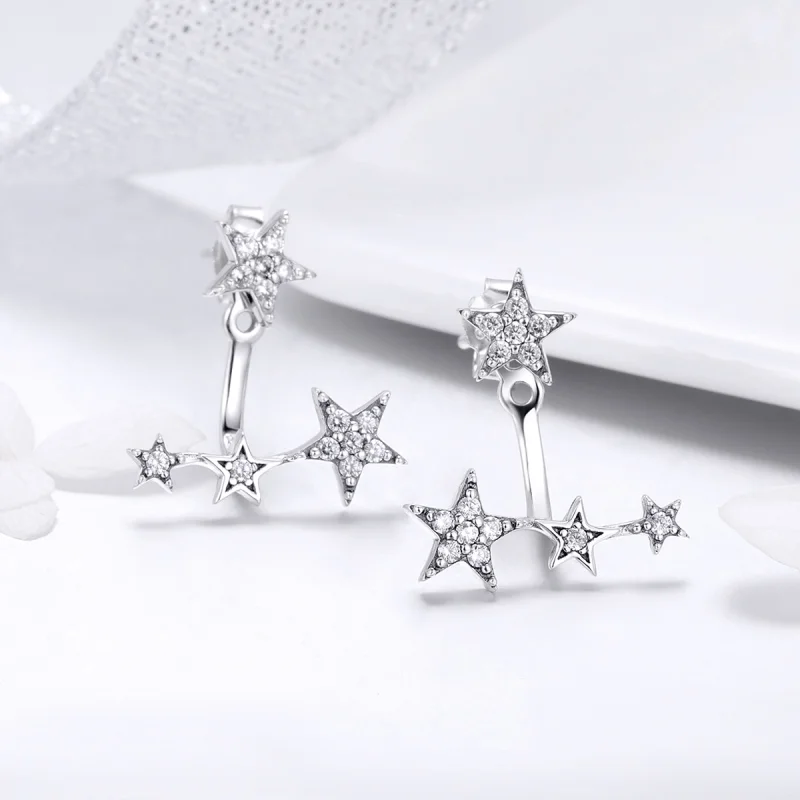 (image for) Pandora Style Silver Stars Stud Earrings - SCE448 - View 9