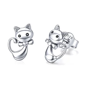 (image for) Pandora Style Silver Sticky Cat Stud Earrings - SCE450