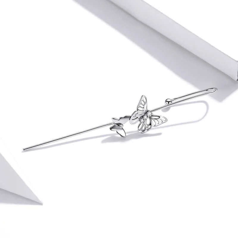 (image for) Pandora Style Silver Stylish Ear Needles Dangle Earrings - SCE1132 - View 3