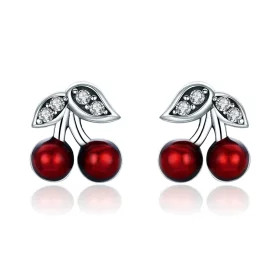 Pandora Style Silver Summer Cherry Stud Earrings - SCE404