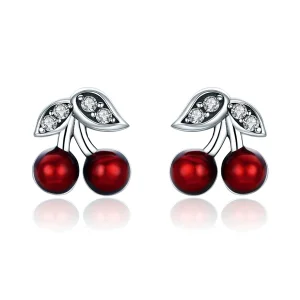 (image for) Pandora Style Silver Summer Cherry Stud Earrings - SCE404