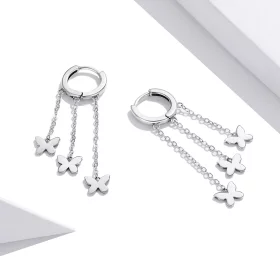 Pandora Style Silver Tassel Butterfly Dangle Earrings - SCE1173 Pandora Style Silver Tassel Butterfly Dangle Earrings - SCE1173