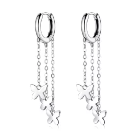 Pandora Style Silver Tassel Butterfly Dangle Earrings - SCE1173 Pandora Style Silver Tassel Butterfly Dangle Earrings - SCE1173