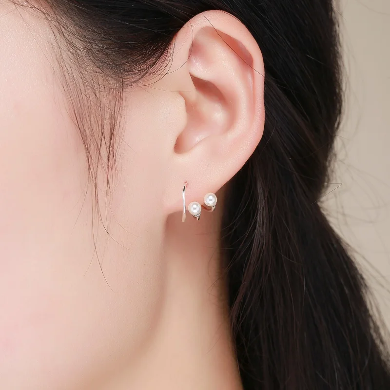 (image for) Pandora Style Silver Tender You Stud Earrings - SCE306 - View 6