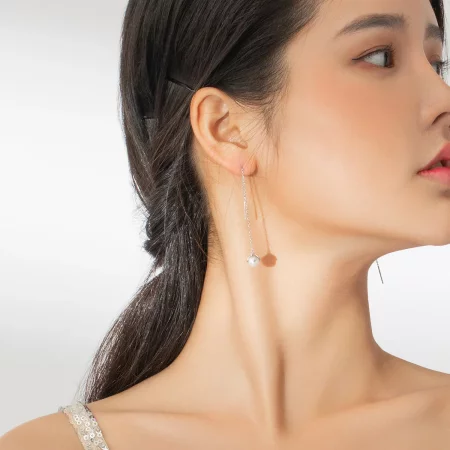 Pandora Style Silver Thread Pure Flowers Dangle Earrings - BSE373