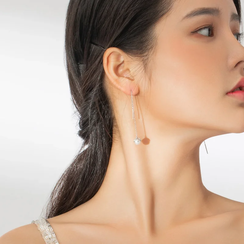 (image for) Pandora Style Silver Thread Pure Flowers Dangle Earrings - BSE373 - View 6