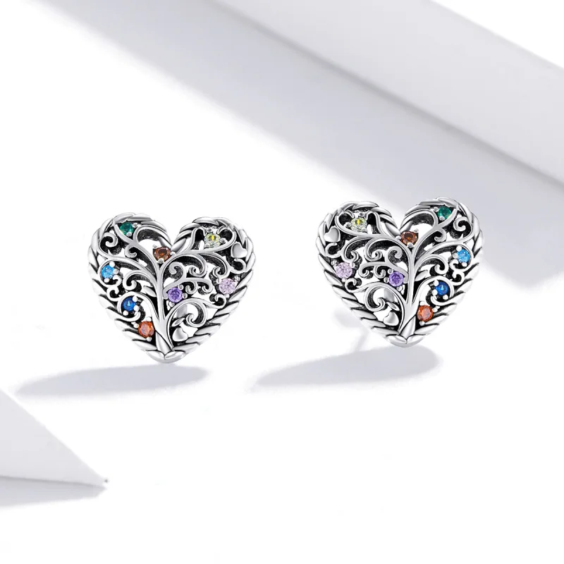 (image for) Pandora Style Silver Tree of Life Stud Earrings - SCE933 - View 3