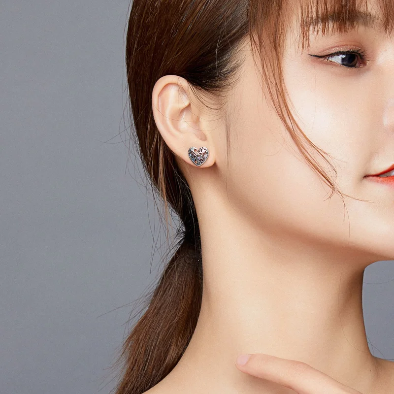 (image for) Pandora Style Silver Tree of Life Stud Earrings - SCE933 - View 6