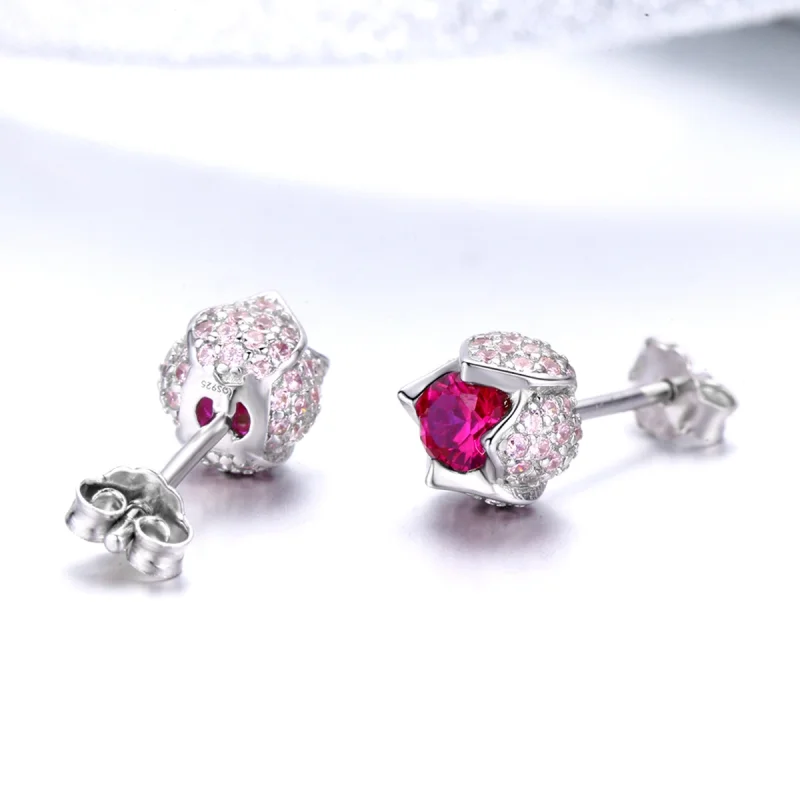 (image for) Pandora Style Silver Tulip Stud Earrings - BSE042 - View 4