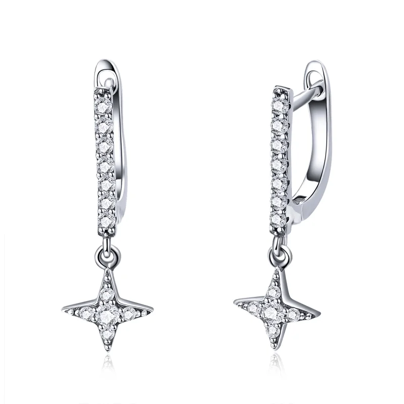 (image for) Pandora Style Silver Twinkling Night Hanging Earrings - SCE446 - Product Image