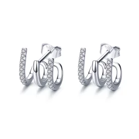 Pandora Style Silver Twist Stud Earrings - SCE585