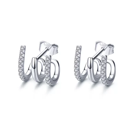 Pandora Style Silver Twist Stud Earrings - SCE585