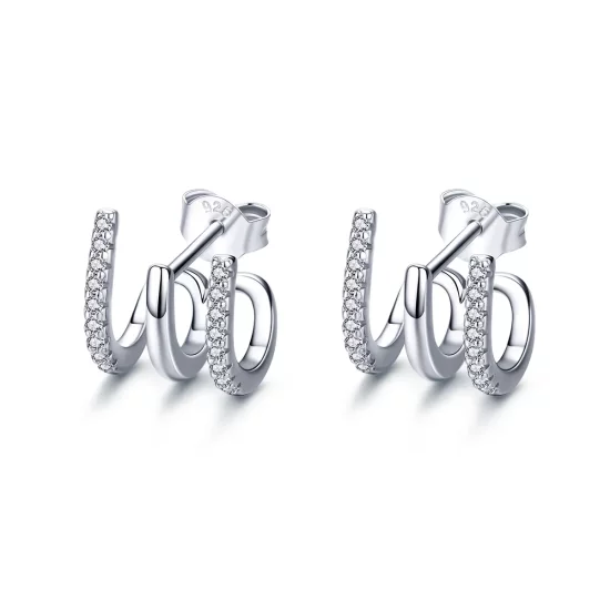 Pandora Style Silver Twist Stud Earrings - SCE585