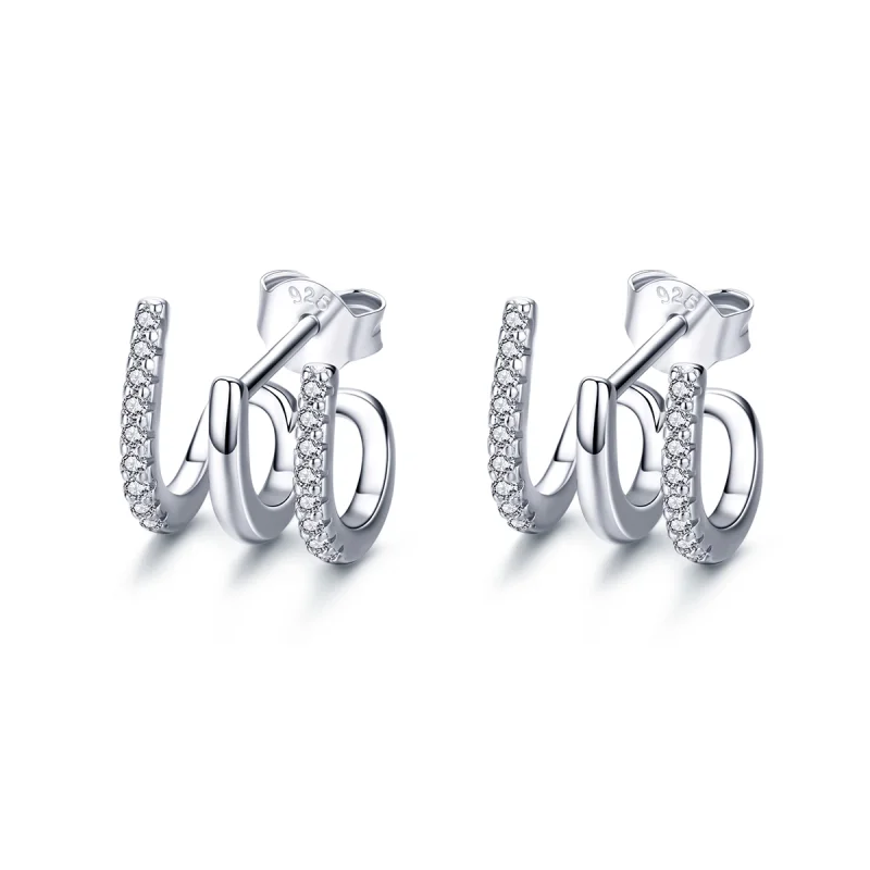(image for) Pandora Style Silver Twist Stud Earrings - SCE585 - Product Image