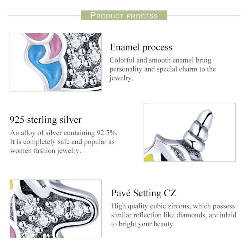 (image for) Pandora Style Silver Unicorn Memory Stud Earrings - SCE426 - View 4