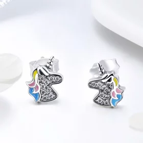 Pandora Style Silver Unicorn Memory Stud Earrings - SCE426 Pandora Style Silver Unicorn Memory Stud Earrings - SCE426